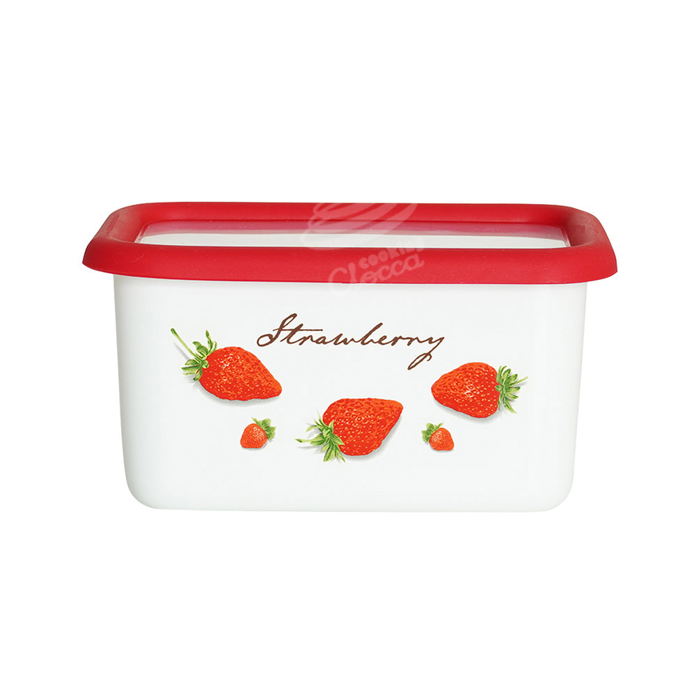 富士ホーロー ストロベリーシリーズ 深型角容器 S STB-DS【ホーロー容器 食材 調味料 保存 琺瑯容器 保存容器】 深型角容器 S
