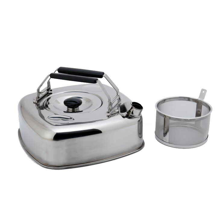 キューブケトル 2.8L ステンレス ストレーナー付き IH対応 KS-2621 杉山金属【やかん ステンレスケトル 麦茶 茶こし付き コンパクト収納 四角いやかん 日本製】