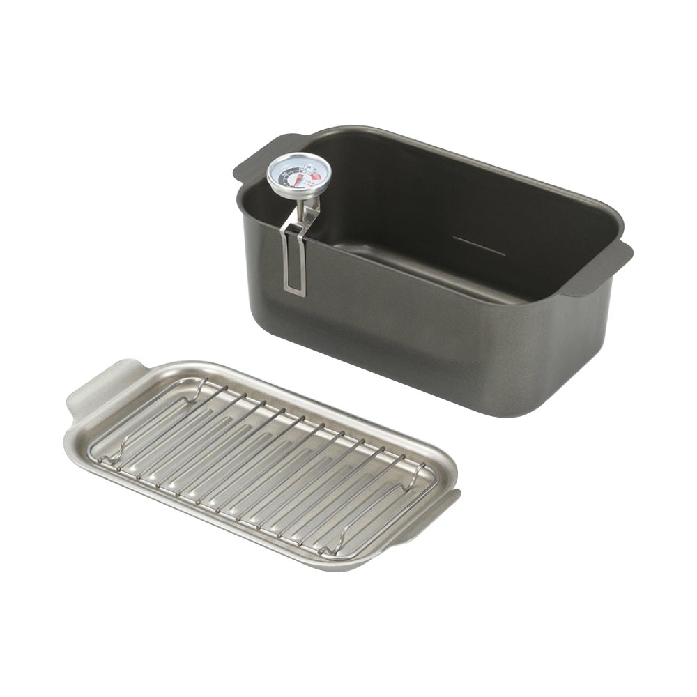 食彩亭 角型蓋付天ぷら鍋(アミ・温度計付) TP-16 タマハシ【角型 天ぷら鍋 鉄 角 スクエア 少ない油 四角 揚げ鍋 四角い】