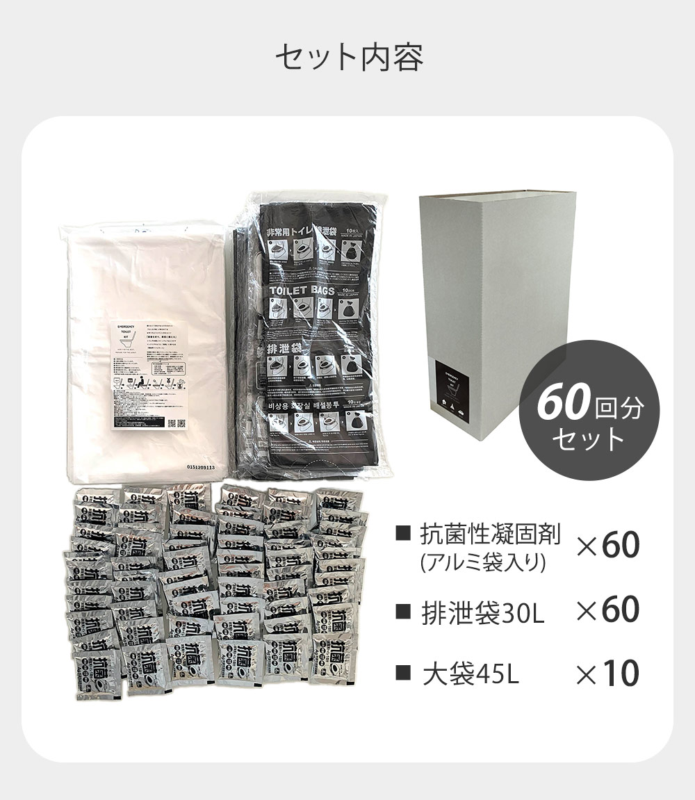 防災用品に見えない緊急用トイレキット60回セット