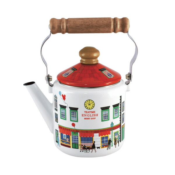 富士ホーロー メリー ホーロー ケトル 1.2L メリーハウス メリーショップ IH対応【ほうろう 琺瑯 ホーローケトル やかん IH200V 直火】 メリーショップ/赤