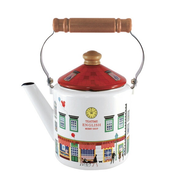 富士ホーロー メリー ホーロー ケトル 2.0L メリーハウス メリーショップ IH対応 MM-2.0K【IH 200V 2リットル 直火 調理器具 ほうろう 琺瑯 ホーローケトル やかん 柄】 メリーショップ/赤