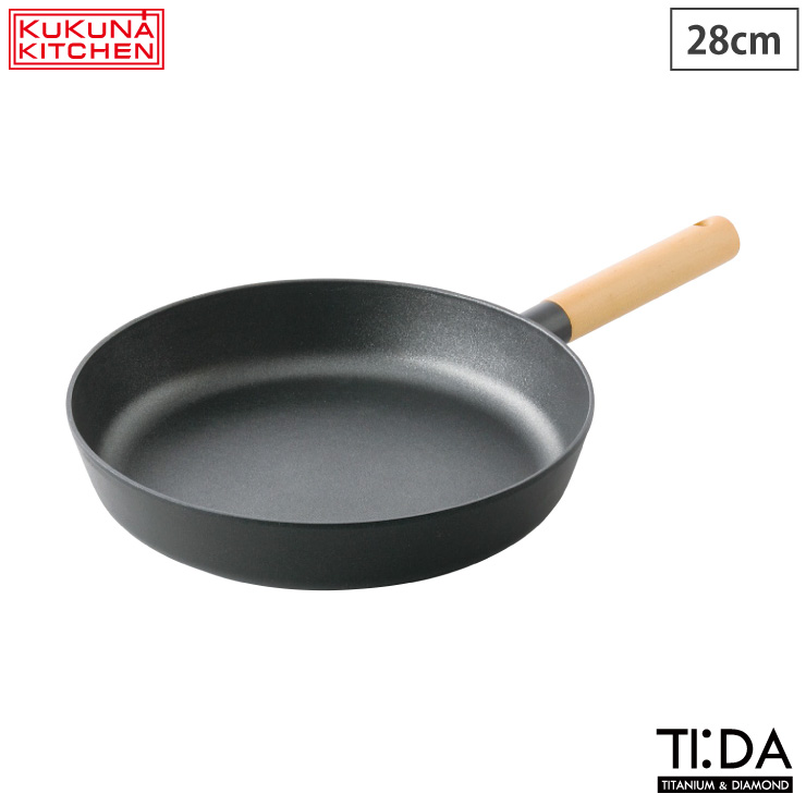 チタン&ダイヤモンド コーティング TIDA フライパン 28cm IH対応 アピデ ククナ KKN-TD28F【浅型 アルミ鋳造 軽量 チタン ダイヤモンド 7層コーティング】