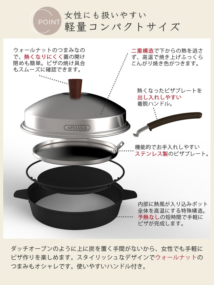 シンプル&コンパクトなアウトドアスタイルのピザオーブン