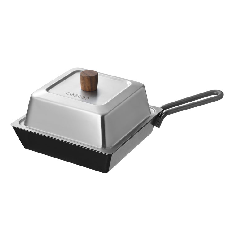 アペルカ コンパクトディープパン 蓋付き 収納袋付き オークス COMPACT DEEP PAN APS7005 AUX【フライパン 深型 ミニ 鉄 日本製 鉄製フライパン アウトドア 調理器具】