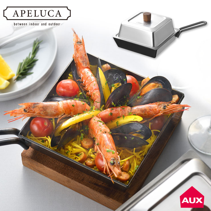 アペルカ コンパクトディープパン 蓋付き 収納袋付き オークス COMPACT DEEP PAN APS7005 AUX【フライパン 深型 ミニ 鉄 日本製 鉄製フライパン アウトドア 調理器具】