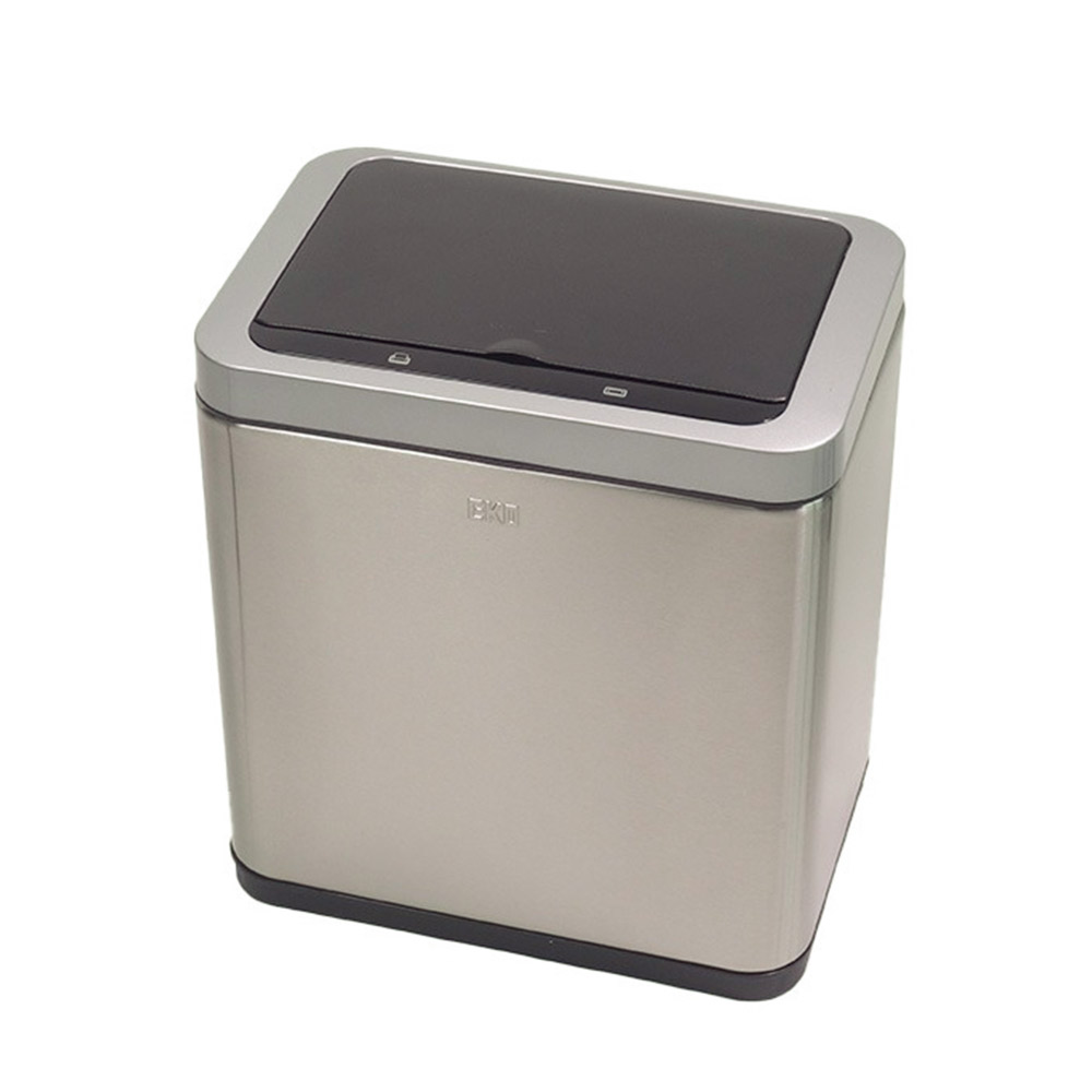 EKO ブラビア センサービン 12L 電池式 インナーボックス 横開き イーケーオー EK9233MT-12L【ゴミ箱 自動開閉 センサー 電動 スリム コンパクト ダストボックス 長方形 ふた付き センサーゴミ箱 キッチン 洗面所 トイレ】 シルバー