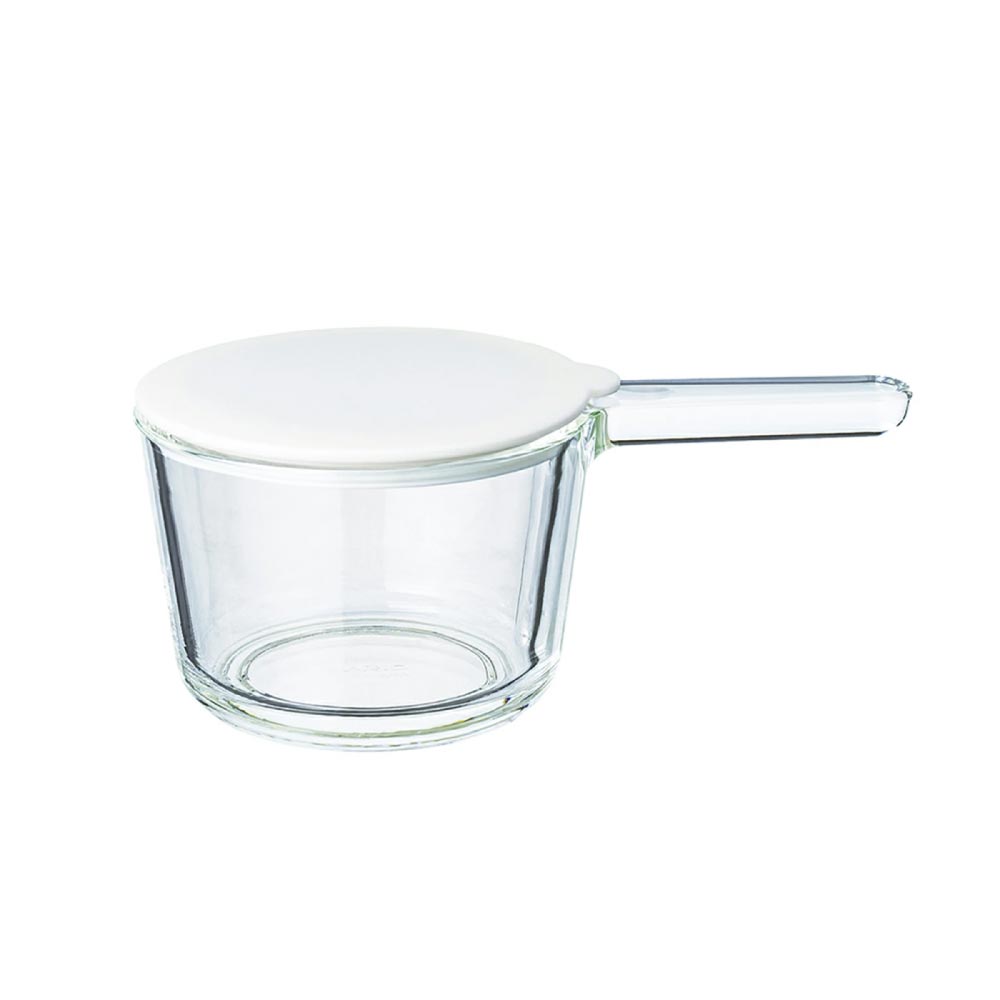 ハリオ ガラスのある生活 ガラスの小鍋 HARIO GKN-300-W【鍋 片手鍋 なべ 保存容器 蓋付き 耐熱ガラス 電子レンジ オーブン 食洗機対応】
