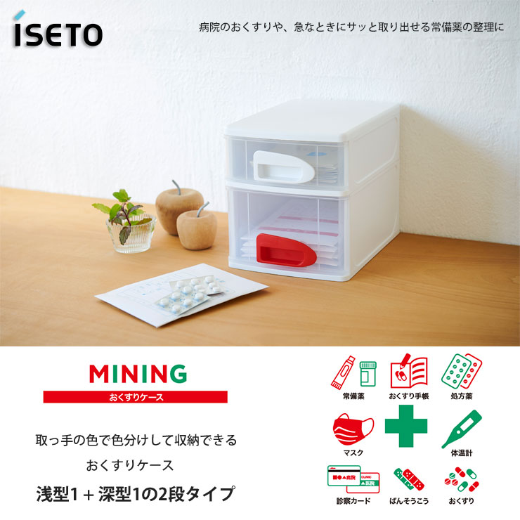 浅型1段と深型1段の2段タイプのおくすりケース