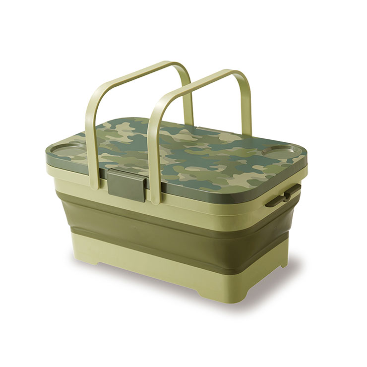 折りたたみバスケット&テーブル 15L ミラーゴ 伊勢藤 I-582 ISETO Milargo イセトー【アウトドア ピクニック バスケット 折りたたみ テーブル プラスチック 折り畳み 収納ボックス】 グリーン