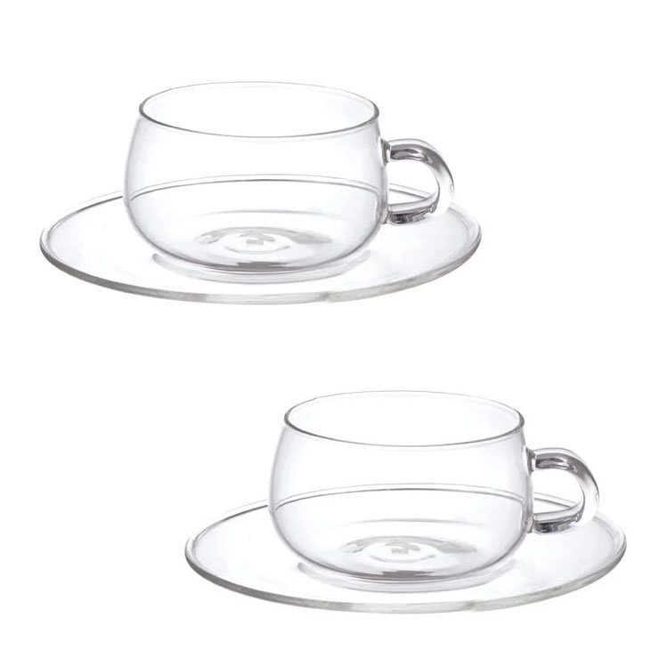 キントー ユニティ カップ&ソーサー 230ml ガラス 2個セット 230ml KINTO UNITEA 8330【カップ ソーサー セット 耐熱ガラス コーヒーカップ ティーカップ グラスマグ 食洗機対応 電子レンジ対応】