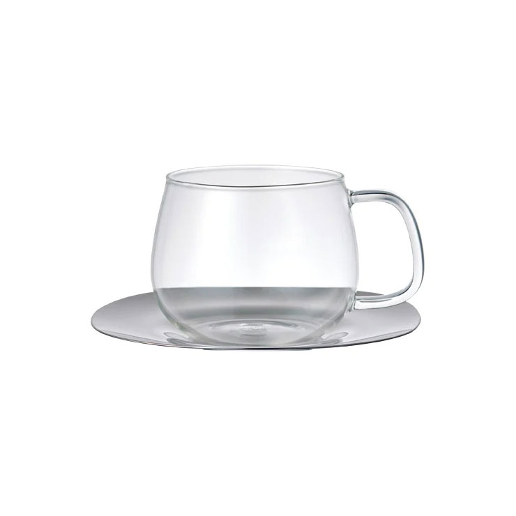 キントー ユニティ カップ&ソーサー ステンレス 350ml KINTO UNITEA 8338【カップ ソーサー セット マグカップ 耐熱ガラス コーヒーカップ ティーカップ グラスマグ 耐熱 ポット ガラス 食洗機対応 電子レンジ対応】