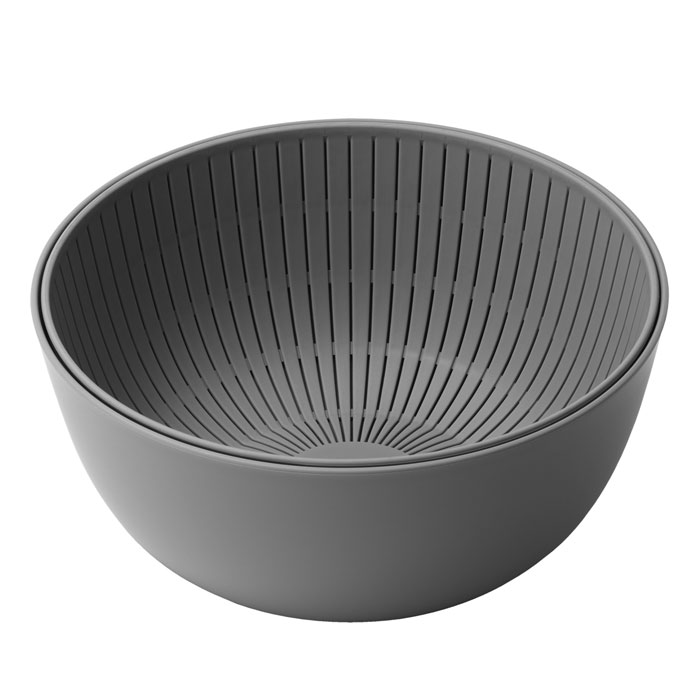 ライクイット 米とぎにも使えるザルとボウル like-it【ザル ボウル セット コランダー そうめん 水切り サラダ キッチン 調理ツール 日本製】 グレー