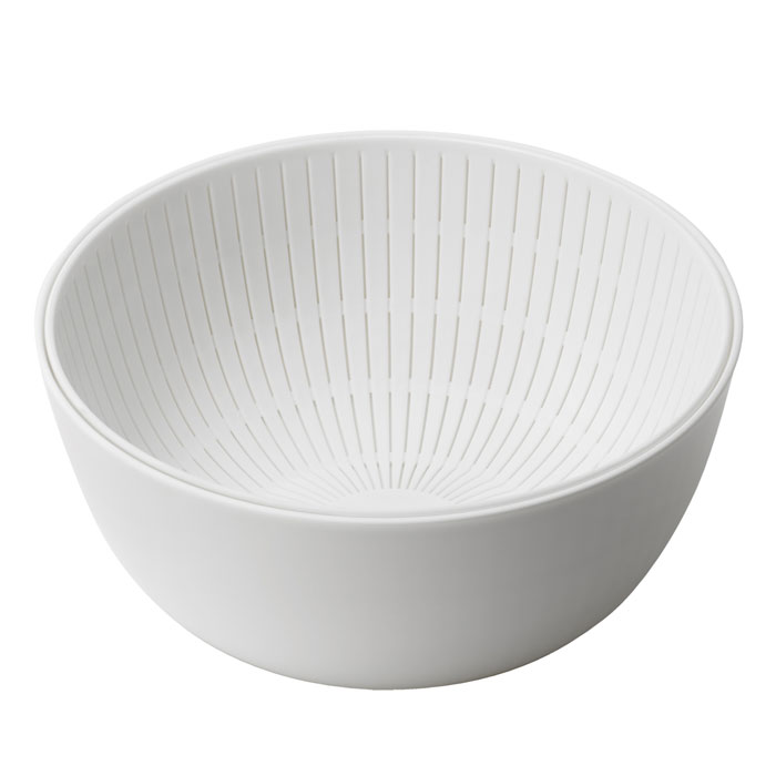 ライクイット 米とぎにも使えるザルとボウル like-it【ザル ボウル セット コランダー そうめん 水切り サラダ キッチン 調理ツール 日本製】 ホワイト