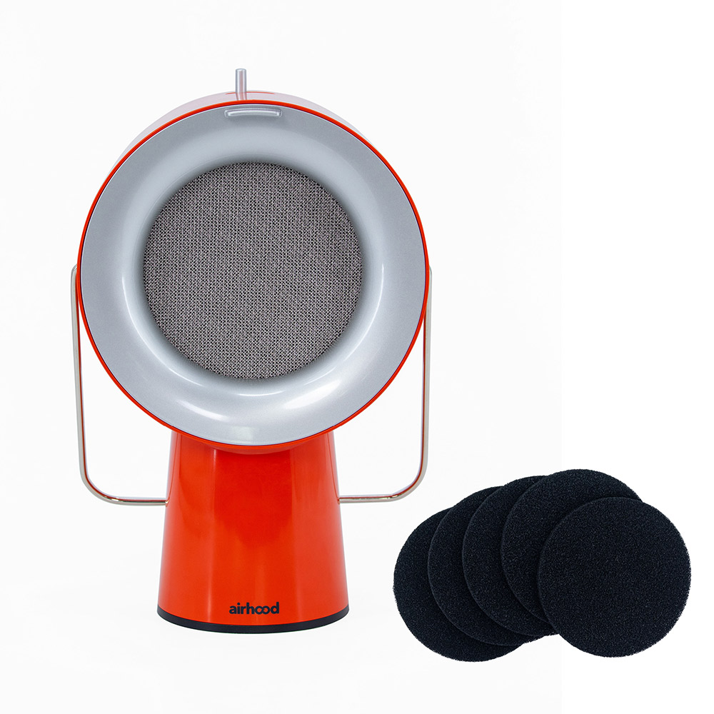 ポータブル 換気扇 エアフード コンセント式 AirHood AH-01AJ【卓上 レンジフード 持ち運び ミニ 活性炭フィルター 煙吸引 テーブル キッチン家電】 カドミウムオレンジ