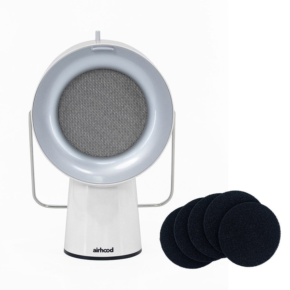 ポータブル 換気扇 エアフード コンセント式 AirHood AH-01AJ【卓上 レンジフード 持ち運び ミニ 活性炭フィルター 煙吸引 テーブル キッチン家電】 アイボリーホワイト