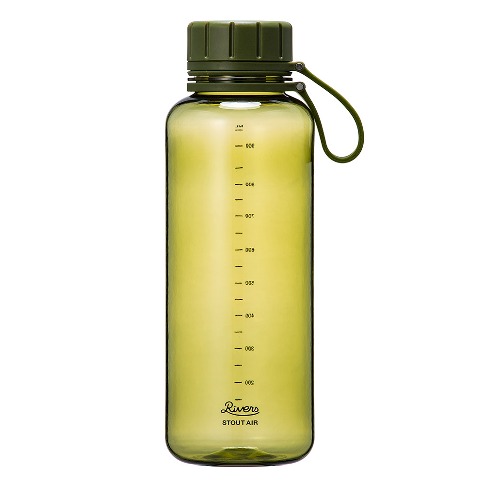 リバーズ スタウト エア 1000E RIVERS【水筒 ウォーターボトル ドリンクボトル マグボトル 1000ml 軽量ボトル 目盛付き スポーツ アウトドア】 オリーブ