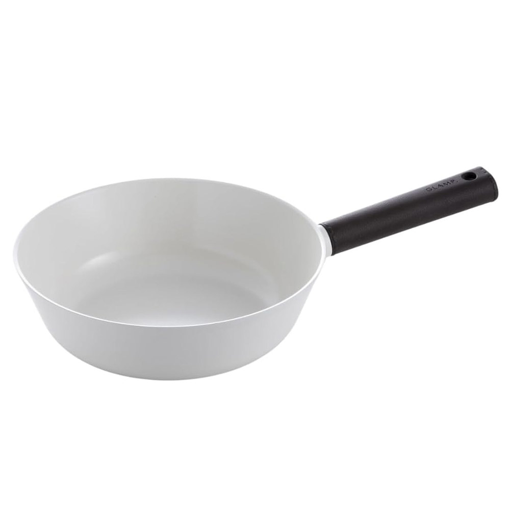 セラミック 深型 フライパン 24cm ガス火 IH対応 グランプ GLAMP. PFOAフリー【深型フライパン 片手鍋 セラミックコーティング 軽量 24センチ PFOA PFASフリー アルミ フッ素不使用】ホワイト