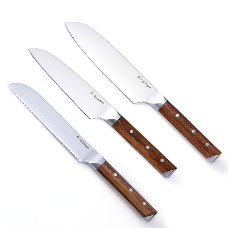 GLAMP. グランプ キッチンナイフ 3本セット  ヤクセル  LIMON GL-PSB-3【三徳包丁 ペティナイフ パン切り包丁 セット アウトドア 調理器具 包丁セット コンパクト ナイフ 日本製 関市】