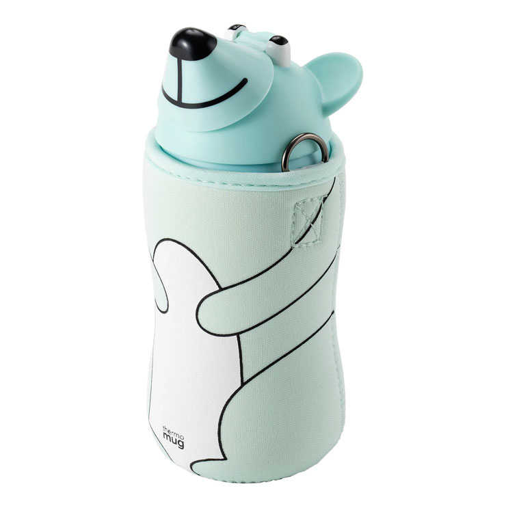 サーモマグ アニマルボトル ベアー 380ml ストラップ thermomug ANIMAL BOTTLE BEAR AB20-38【ストロー 水筒 保冷 キッズ 子供用水筒】 アイスブルー