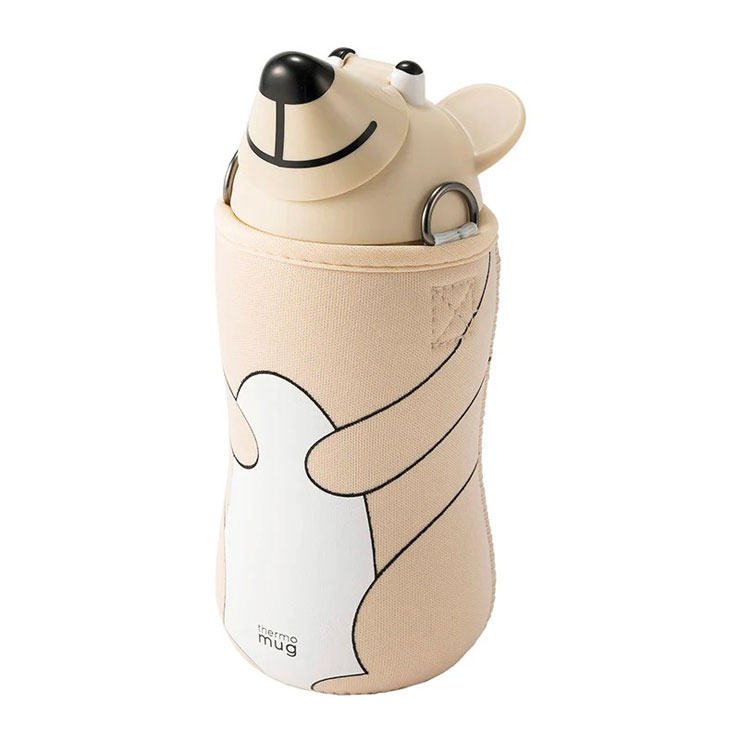サーモマグ アニマルボトル ベアー 380ml ストラップ thermomug ANIMAL BOTTLE BEAR AB20-38【ストロー 水筒 保冷 キッズ 子供用水筒】 アイボリー