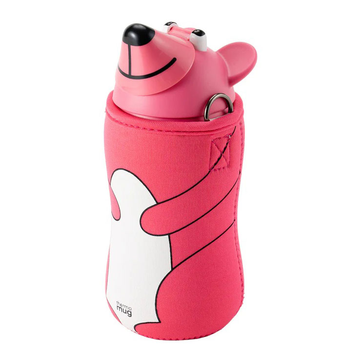 サーモマグ アニマルボトル ベアー 380ml ストラップ thermomug ANIMAL BOTTLE BEAR AB20-38【ストロー 水筒 保冷 キッズ 子供用水筒】 ピンク