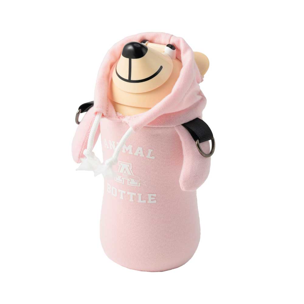 サーモマグ アニマルボトル ベア カレッジ 380ml ストラップ付き ストローボトル thermomug ANIMAL BOTTLE BEAR COLLEGE AB20-CG【ストロー 水筒 保冷 ショルダーストラップ キッズ 子供用水筒】サクラピンク