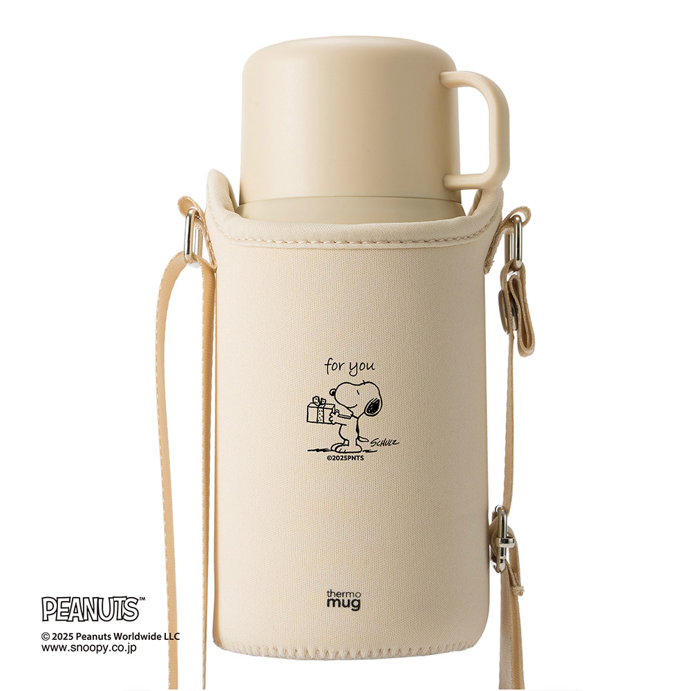 サーモマグ スヌーピー ピーナッツ トリップボトル 500ml ストラップ コップ付き thermomug SNOOPY PEANUTS TRIP BOTTLE TP20PNW1【水筒 子供 キッズ ステンレス 保温 保冷 コップ付き水筒】アイボリー