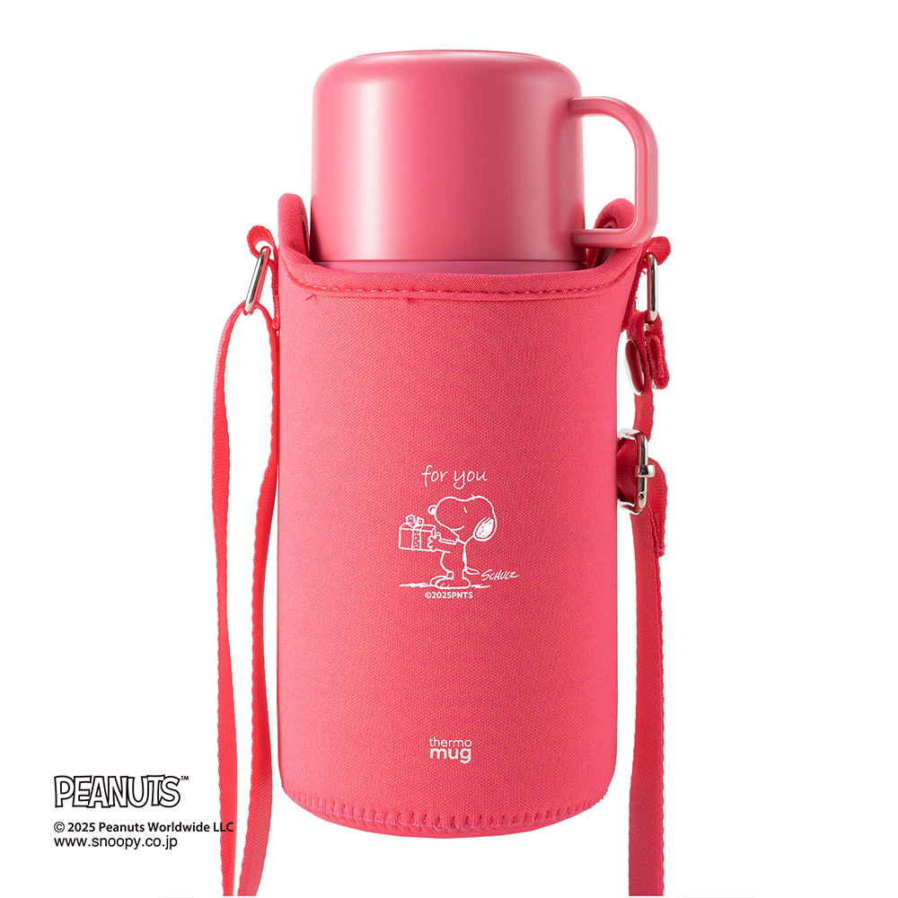 サーモマグ スヌーピー ピーナッツ トリップボトル 500ml ストラップ コップ付き thermomug SNOOPY PEANUTS TRIP BOTTLE TP20PNW1【水筒 子供 キッズ ステンレス 保温 保冷 コップ付き水筒】ピンク