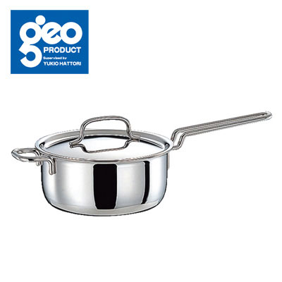 ジオプロダクト 片手鍋 16cm 1.5L 全面7層構造 宮崎製作所 GEO-16N【IH対応 IH 100V 200V ステンレス アルミ 調理器具 キッチン用品 日本製】