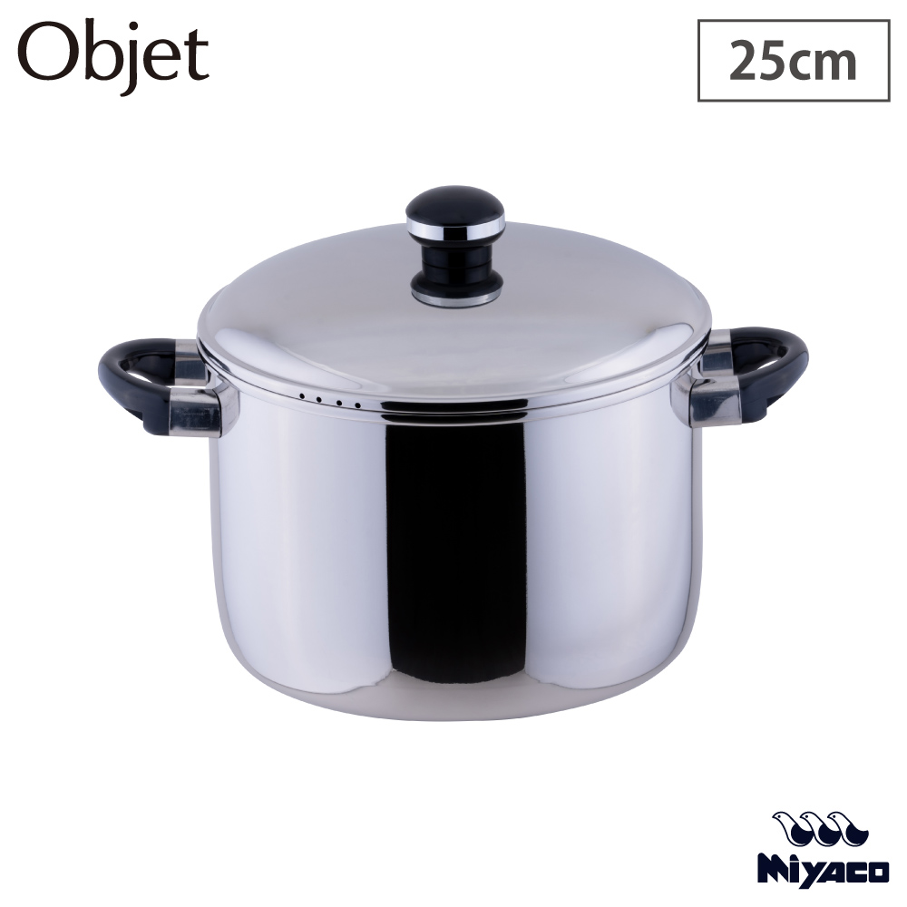 オブジェ ジャンボ深型両手鍋 25cm 宮崎製作所 OJ-39【鍋 両手鍋 深型 IH対応 IH 100V 200V Objet 25cm ステンレス 日本製】