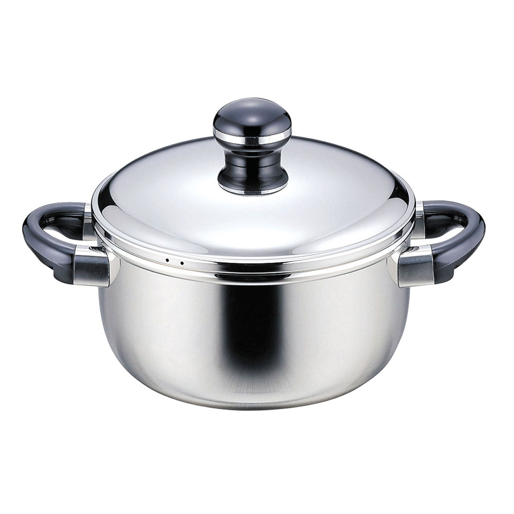 オブジェ ソースポット 20cm 3L ガス火 IH対応 宮崎製作所 ステンレス 両手鍋 OJ-6 Objet【三層鋼 20センチ 調理器具 キッチン用品 ステンレス鍋 日本製】