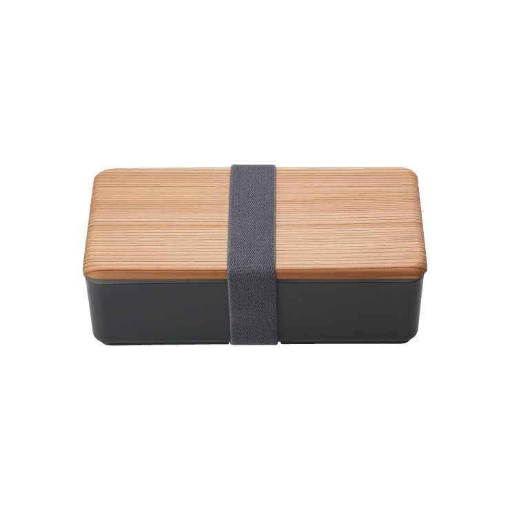 木蓋のお弁当箱 古代杉 500ml 三好製作所 BENTO STORE【ランチボックス 1段 中蓋 仕切り ゴムバンド付き 本体のみ電子レンジ対応】 チャコール