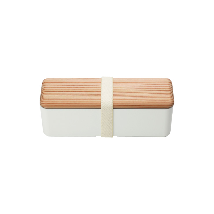 木蓋のお弁当箱 古代杉 スリム L 400ml 三好製作所 BENTO STORE【ランチボックス 1段 中蓋 仕切り ゴムバンド付き 本体のみ電子レンジ対応】 ホワイト
