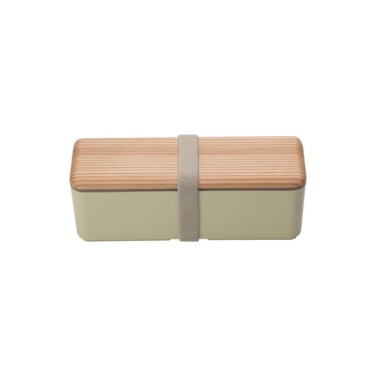木蓋のお弁当箱 古代杉 スリム L 400ml 三好製作所 BENTO STORE【ランチボックス 1段 中蓋 仕切り ゴムバンド付き 本体のみ電子レンジ対応】 ベージュ