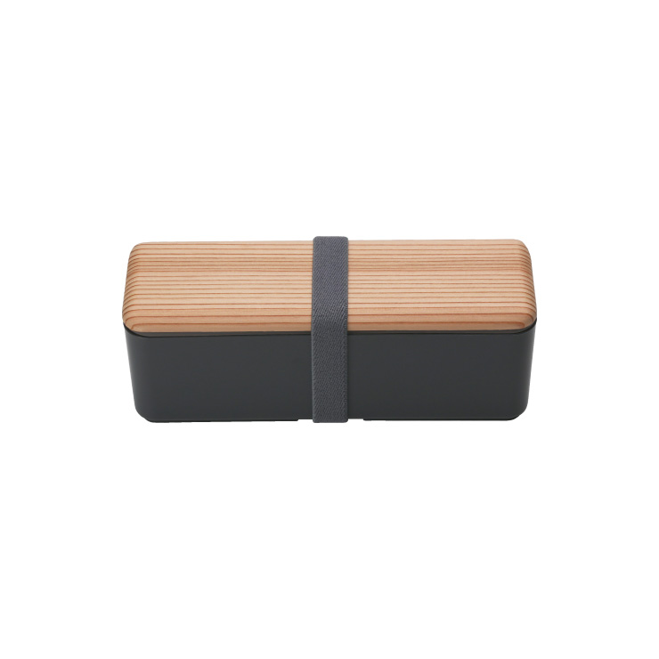 木蓋のお弁当箱 古代杉 スリム L 400ml 三好製作所 BENTO STORE【ランチボックス 1段 中蓋 仕切り ゴムバンド付き 本体のみ電子レンジ対応】 チャコール