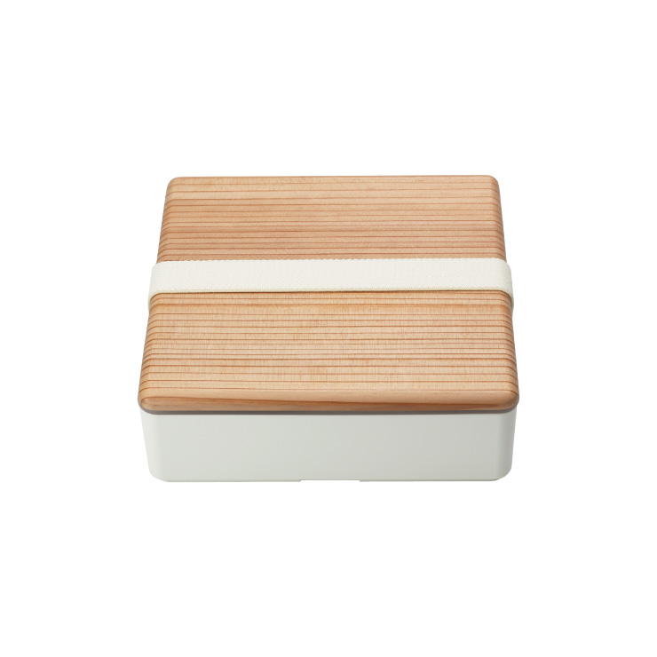 木蓋のお弁当箱 古代杉 OJU 1100ml 三好製作所 BENTO STORE【ランチボックス 1段 大容量 重箱 一段 中蓋 仕切り ゴムバンド付き】 ホワイト