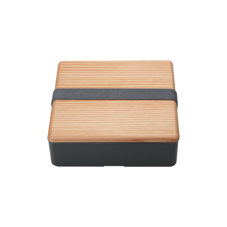 木蓋のお弁当箱 古代杉 OJU 1100ml 三好製作所 BENTO STORE【ランチボックス 1段 大容量 重箱 一段 中蓋 仕切り ゴムバンド付き】 チャコール