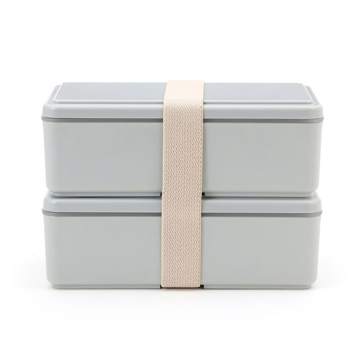 ジェルクール スクエア W メンズ 保冷剤一体型ランチボックス 三好製作所 GEL-COOL【弁当箱 大容量 保冷剤付 保冷機能 保冷ランチボックス 男子 大容量 2段 ランチ お弁当箱 送料込み】 ライトグレー