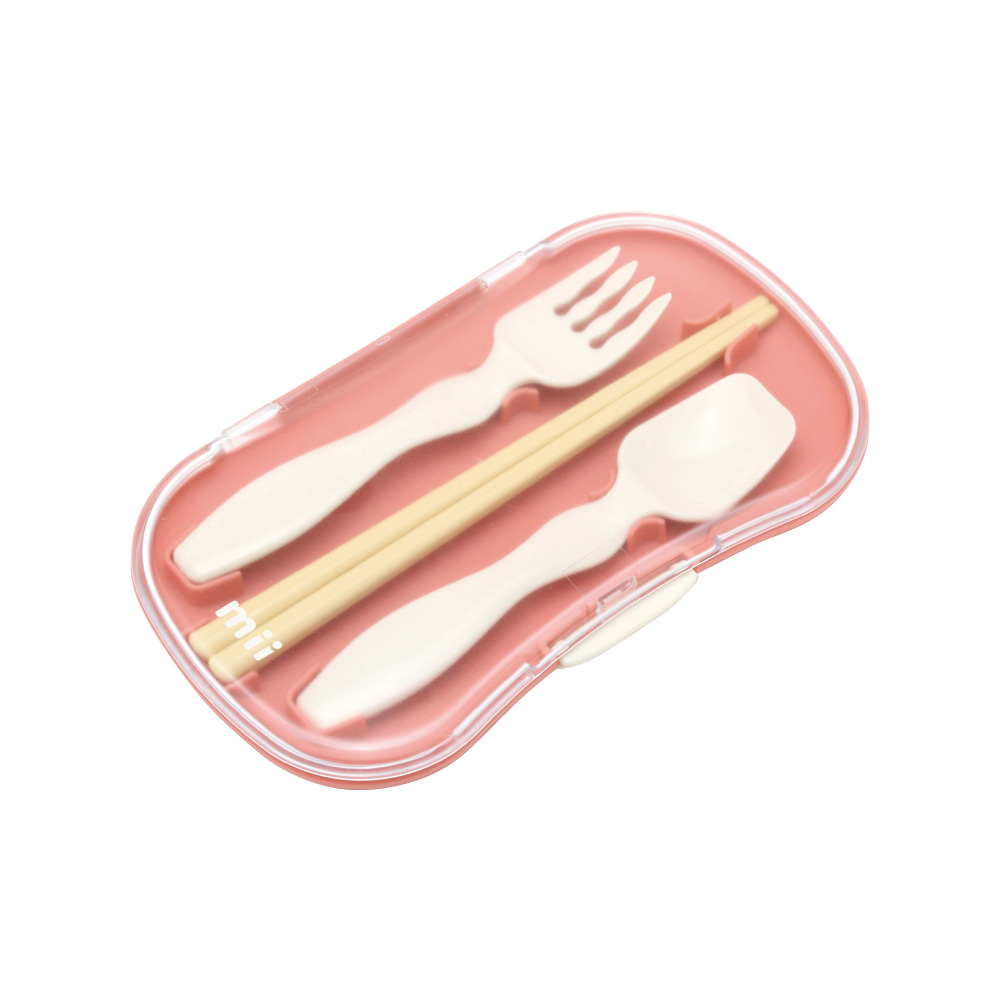 mii トリオカトラリーセット 三好製作所【トリオセット カトラリー スプーン フォーク 箸 子ども キッズ 幼稚園 保育園 ランチグッズ 日本製】 ピンク