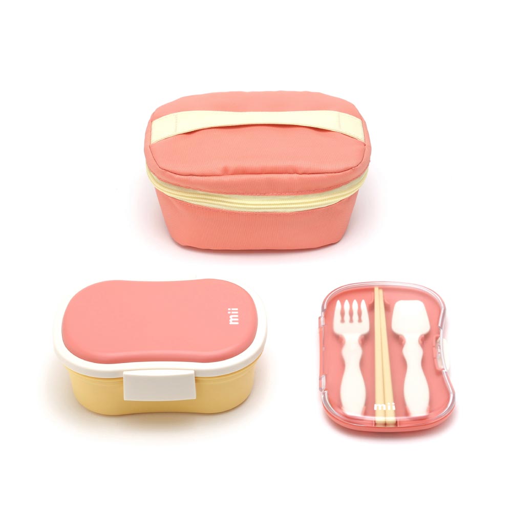 mii ギフト3点セット 三好製作所【ギフト プレゼント お弁当箱 ランチボックス カトラリー スプーン フォーク 箸 ランチポーチ 子ども キッズ 幼稚園 保育園 ランチグッズ】 ピンク