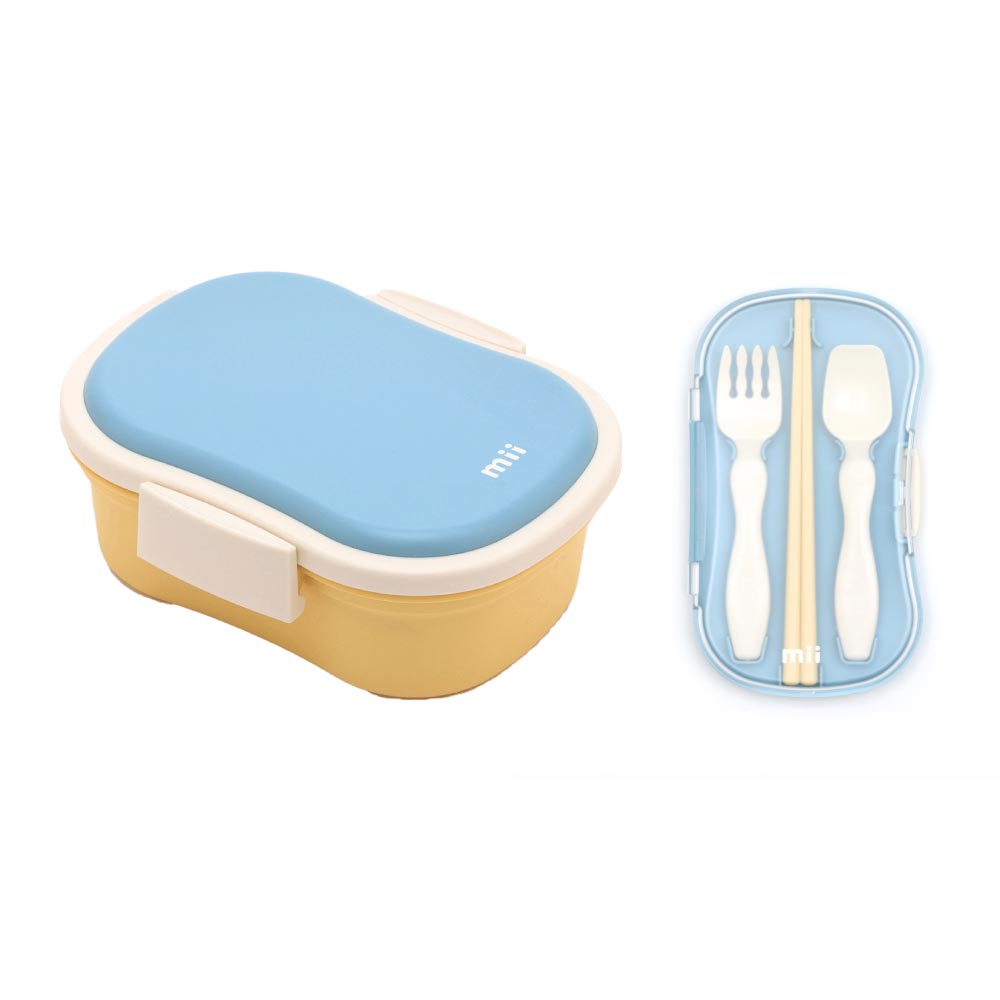 mii ギフトセット (弁当箱+トリオセット) 三好製作所【ギフト プレゼント お弁当箱 ランチボックス カトラリー スプーン フォーク 箸 子ども キッズ 幼稚園 保育園 ランチグッズ】 ブルー
