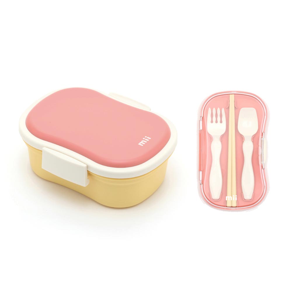 mii ギフトセット (弁当箱+トリオセット) 三好製作所【ギフト プレゼント お弁当箱 ランチボックス カトラリー スプーン フォーク 箸 子ども キッズ 幼稚園 保育園 ランチグッズ】 ピンク