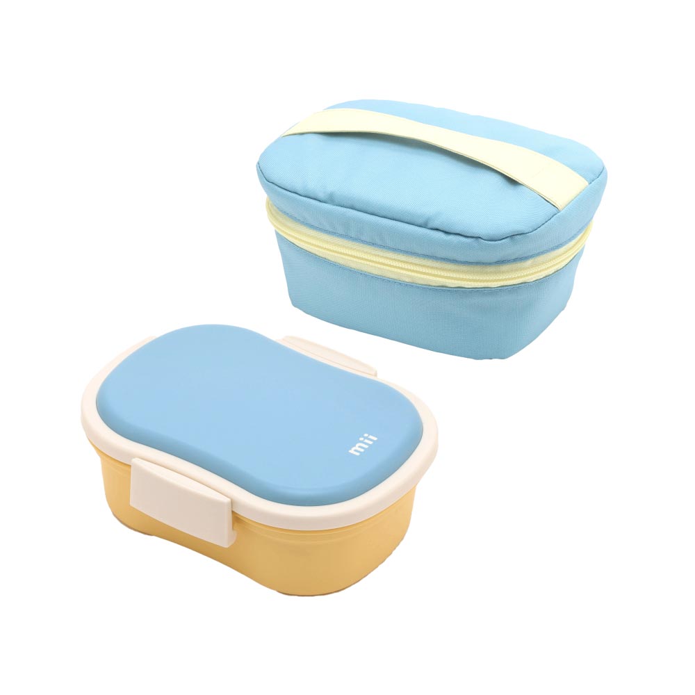 mii ギフトセット (弁当箱+ 保冷ポーチ) 三好製作所【ギフト プレゼント お弁当箱 ランチボックス ランチポーチ 子ども キッズ 幼稚園 保育園 ランチグッズ】 ブルー