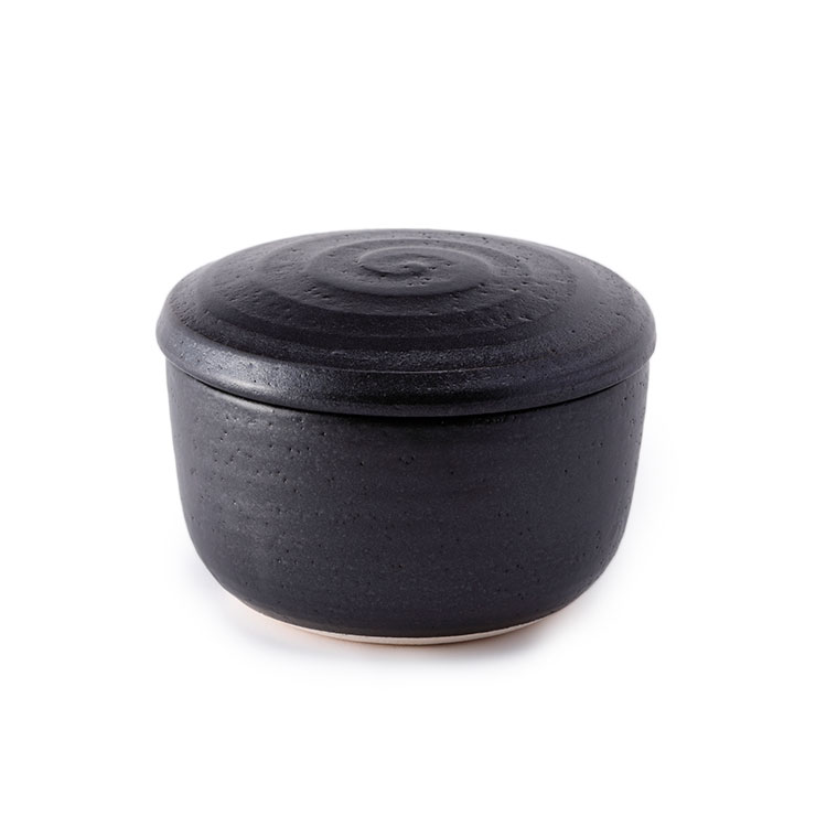 日常茶飯器 黒 おひつ 大 萬古焼 0100-0005【ご飯 ごはん 保存容器 冷蔵庫 お櫃 陶器 2合 電子レンジ対応 万古焼 日本製】