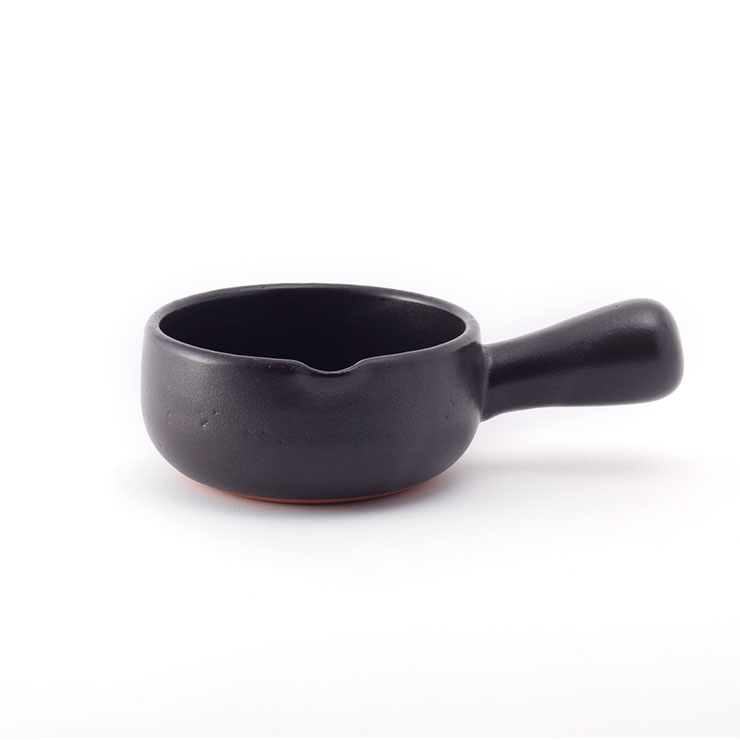 日常茶飯器 天目 手付パン 萬古焼 500ml 0100-0008【片手鍋 土鍋 陶器 一人用 ひとり鍋 ミルクパン 万古焼 日本製】