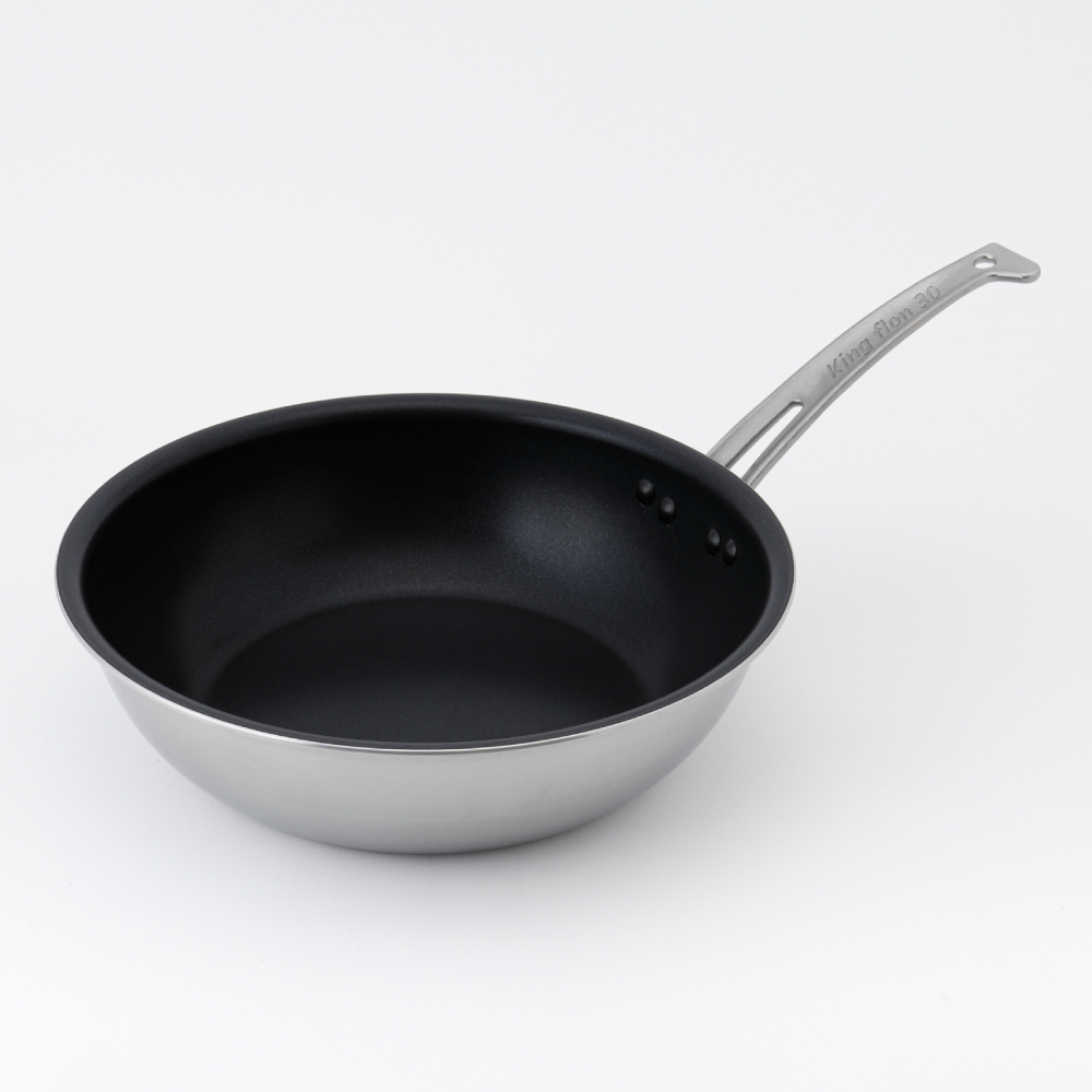 キングフロン フライパン 深型 30cm IH対応 ステンレスハンドル 中尾アルミ製作所 ND-9M【中尾アルミ 深型フライパン 業務用 アルミ 鍋 IH ガス火 日本製】