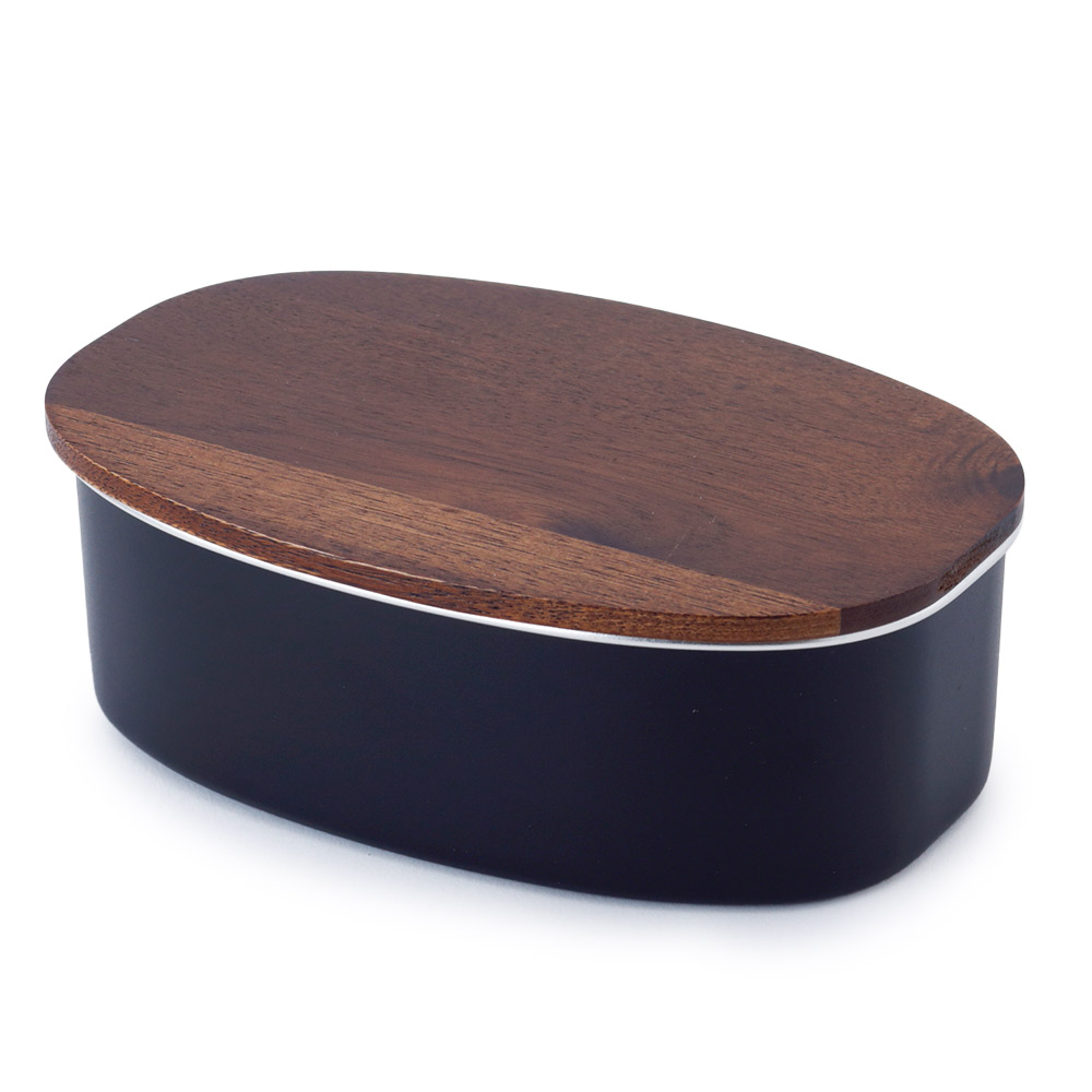 ステンレスランチボックス オーバル 600ml 木蓋 NONOJI ののじ【弁当箱 ランチボックス ステンレス 小判型 1段 大人 食洗機対応 電子レンジ BPAフリー】ブラック 単品