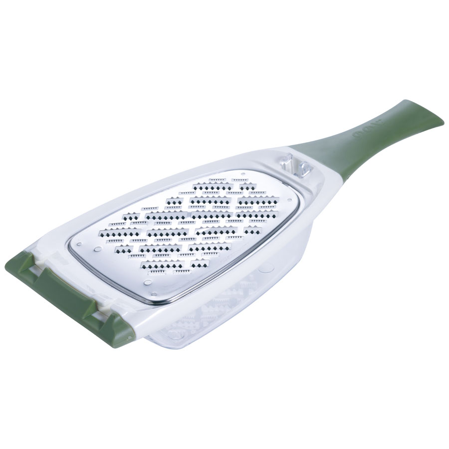 ののじ 大根スリスリライト 2WAY 両面ブレード 粗目 細か目【大根おろし器 手動 ステンレス チーズ 長芋 おろし器 ハンディ おろし金 調理ツール】 モスグリーン