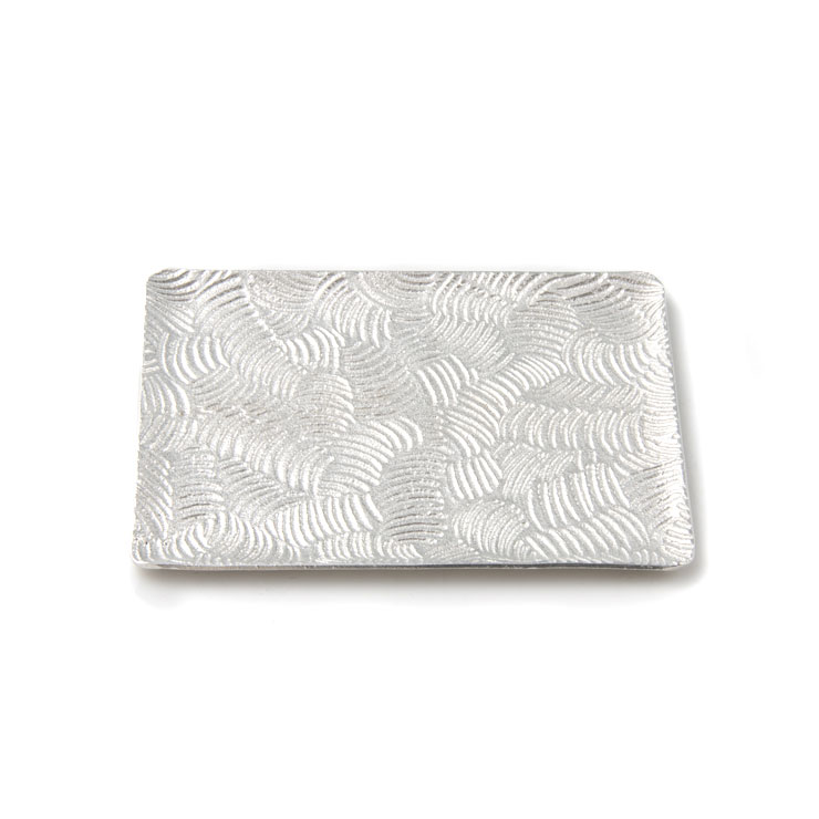 薩摩錫器 銘々皿 角型 波 16.6cm 桐箱入り 岩切美巧堂 1040-2【錫製 食器 錫 皿 角皿 鹿児島県 伝統工芸品 日本製】